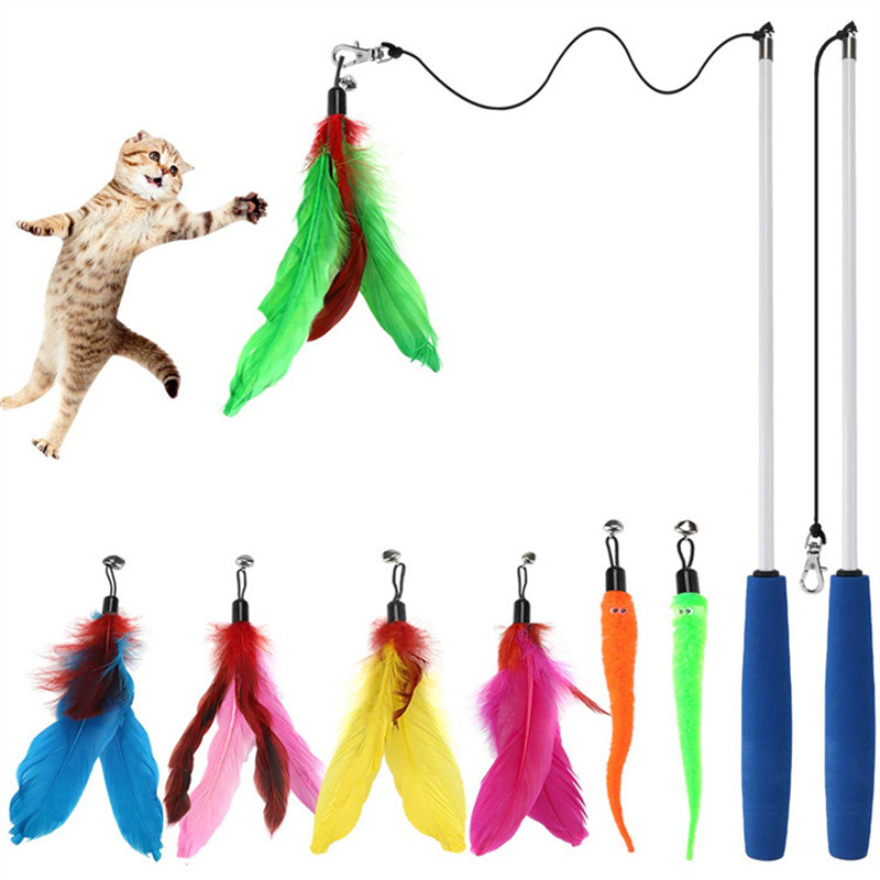 The New Pet Cat Toy Set Rainbow Blue Three-channel Tunnel Through Feather Toys Cat Pet Products