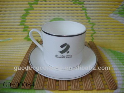 9 oz platinum custom printed tea cups and saucers