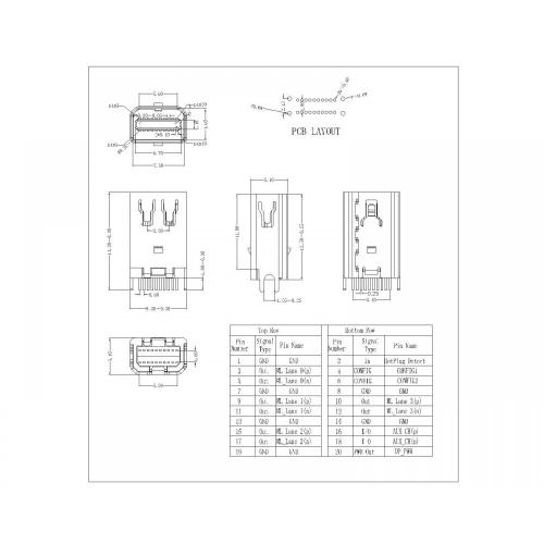 Mini Display Port Receptacle (Straddle 1.2mm type)