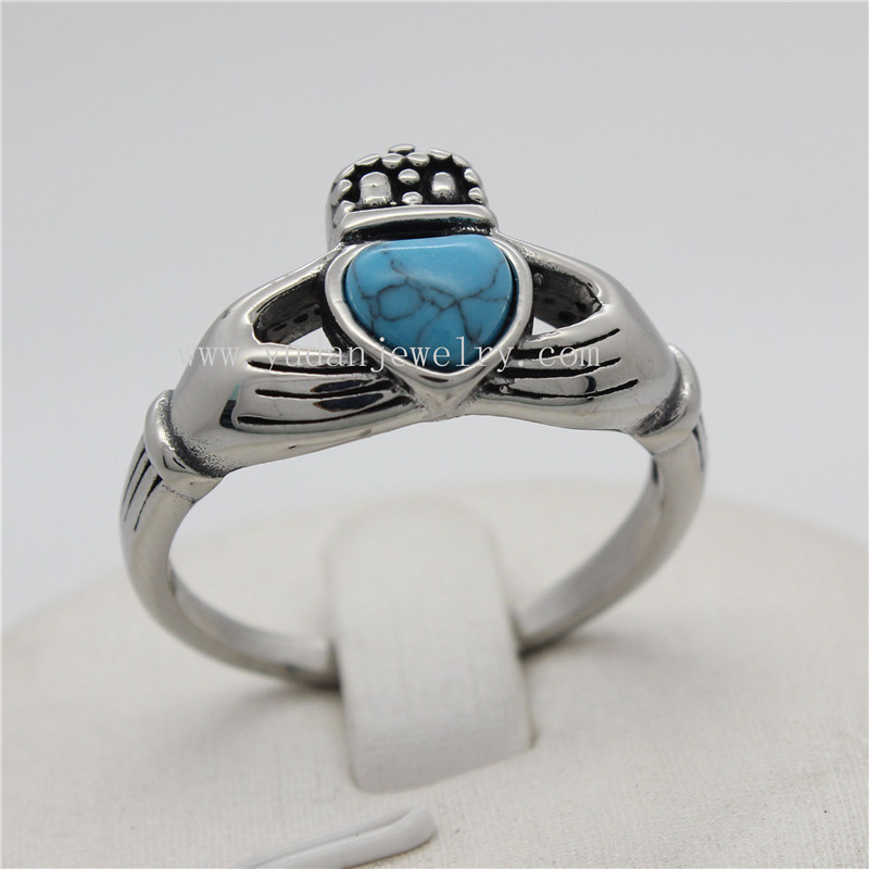 Yudan Jewelry Factory Custom Stainless Steel Turquoise Ring Men