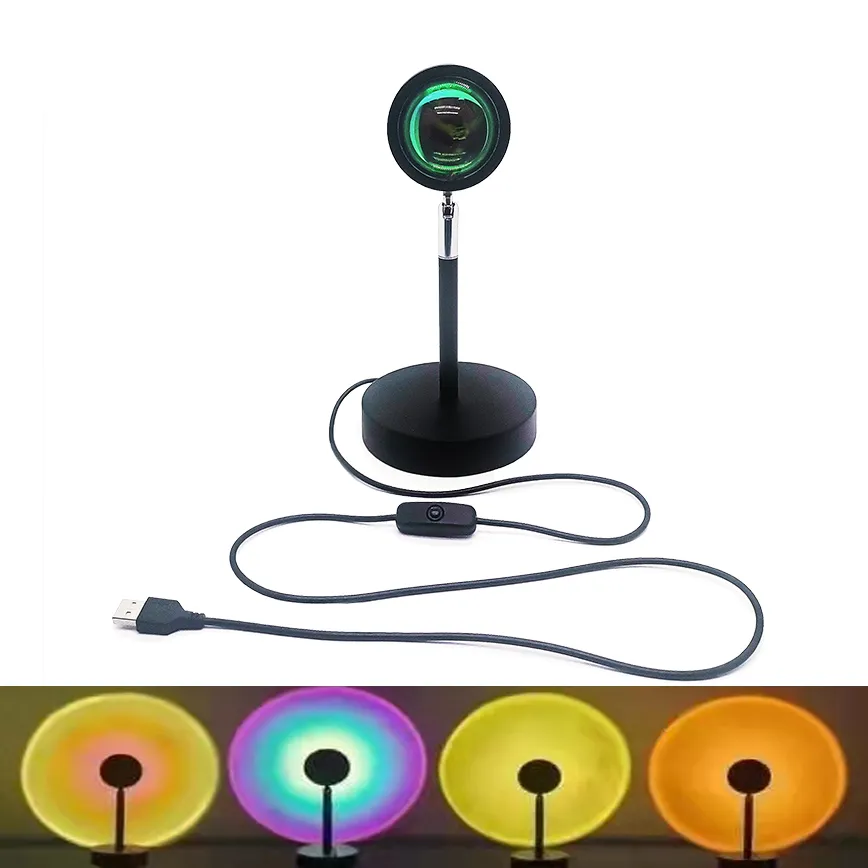 USB Sunset Projector Lamp - LED Rainbow Night Light for Home