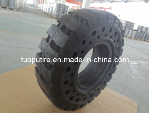 High Tensile Natural Rubber Solid Tire 6.50-10, Aperture Structure Solid Tire with Pneumatic Rim