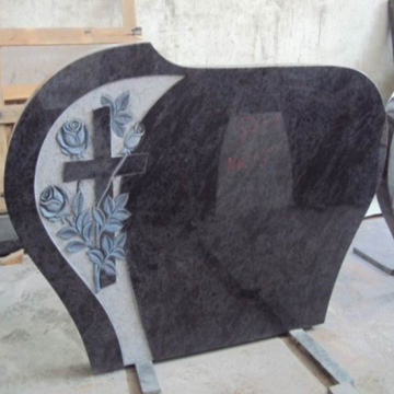 Visage Blue Granite Tombstone with Roses and Cross (XS-008)
