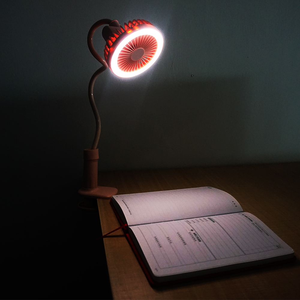 Best summer gift for students USB rechargeable design mini USB desk fan with LED light