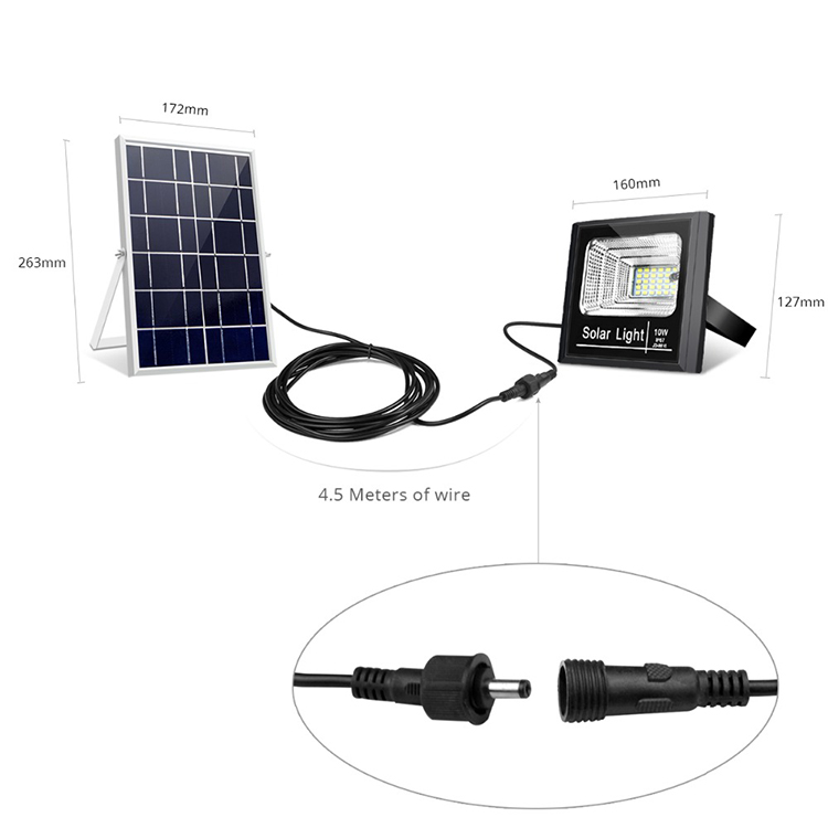 Aluminum + glass IP67 Solar Energy Power Waterproof Outdoor Garden LED light with solar panel High Lumen Flood Lighting Lamp