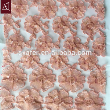 hot sale pink flower cording embroidery Fabric with best price