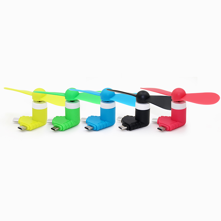 Yijiashishang Hot Portable Small 2 in 1 Mini USB Fan for Android and iOS Mobile Phone