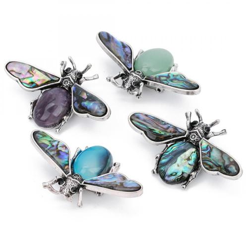 Natural Gemstone Abalone Wing Bee Pendant Brooch 55x34CM for women men