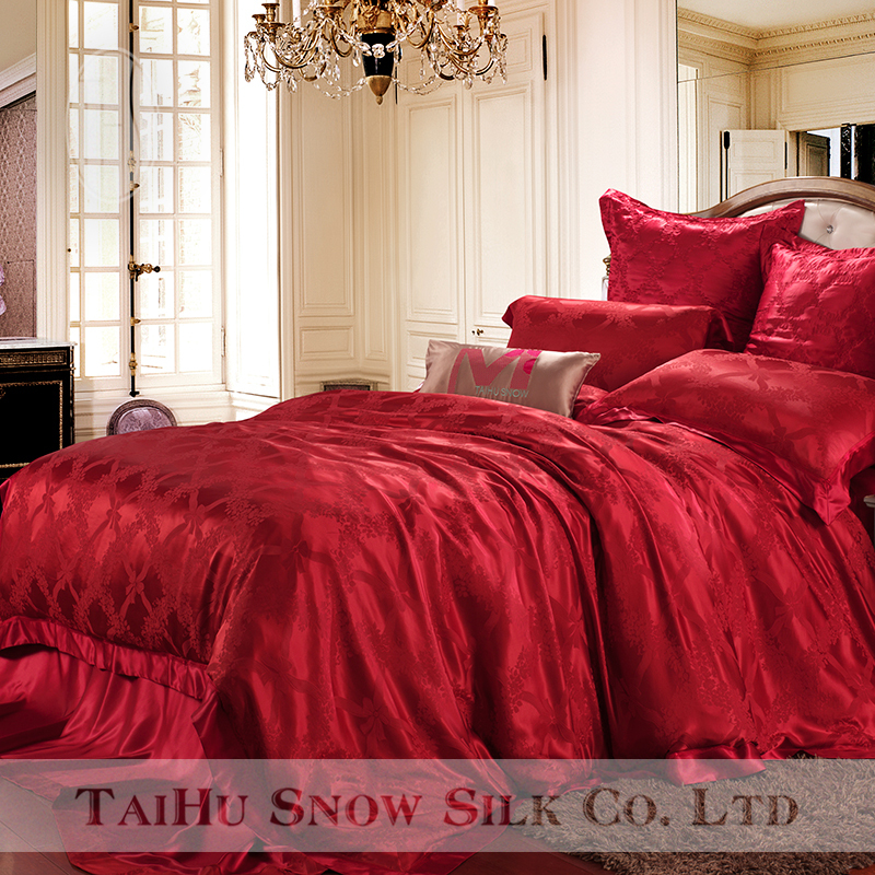 Taihu Snow luxury bedding set silk jacquard bed sheet set elegant duvet cover sets for wedding