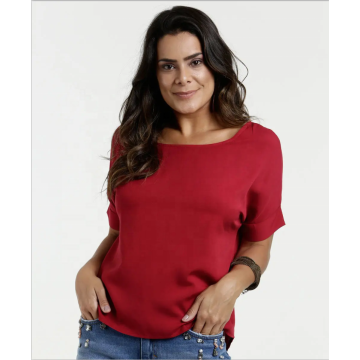 Slim Short Sleeve Blouses slimming Polyester Solid Blouse