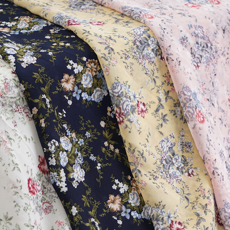 Lwo MOQ Custom Digital Printed Floral Polyester Breathable Chiffon Fabric For Blouse And Skirt In Summer