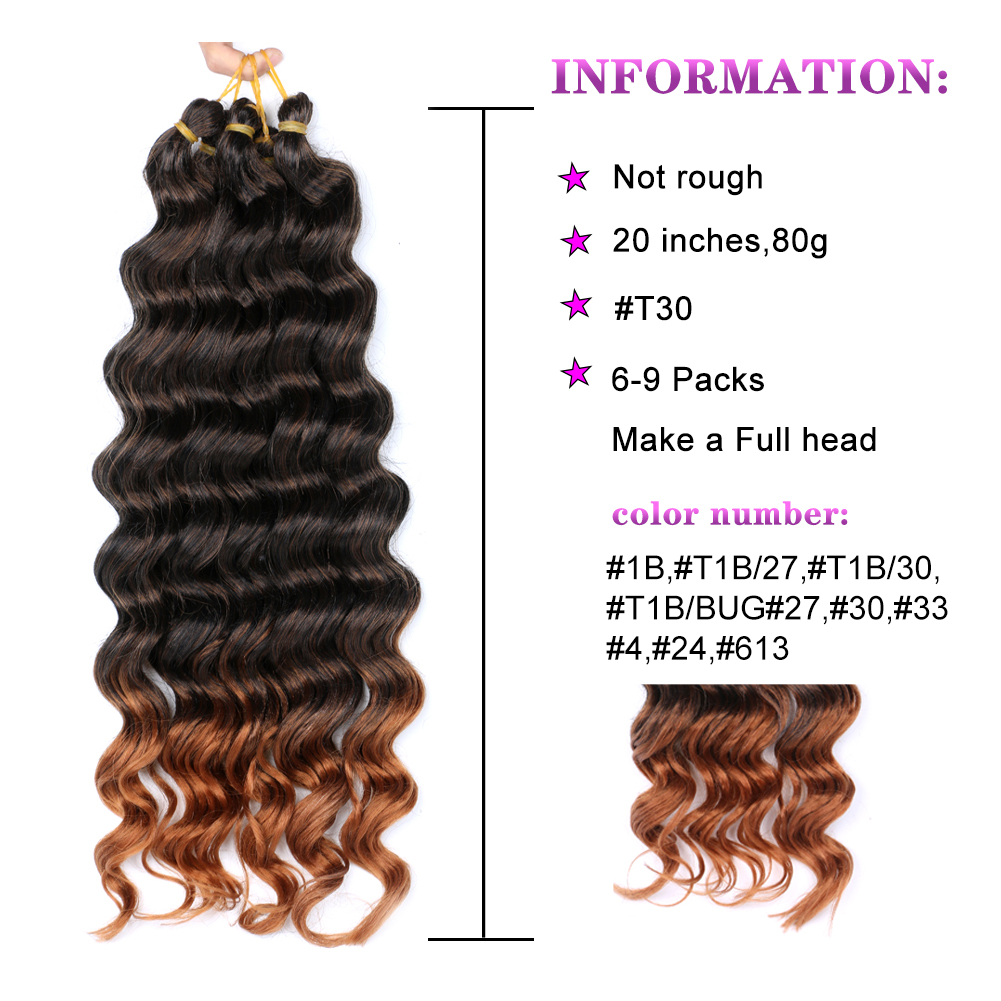 Xin si  20inch high temperature fiber synthetic hair extensions curly braiding hair deep wavy braiding hair