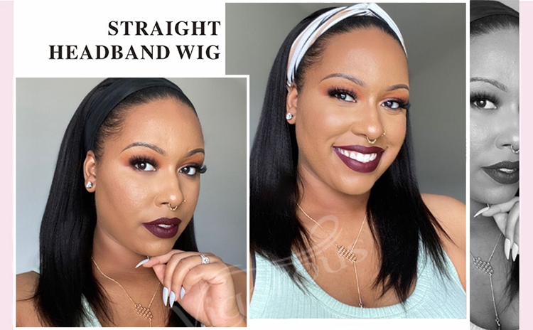Wholesale Black 20 Inch Body Wave Cheap Women's Raw Brazillian Real Human Hair Half Wigs With Ice Silk Headband Clipin Curly