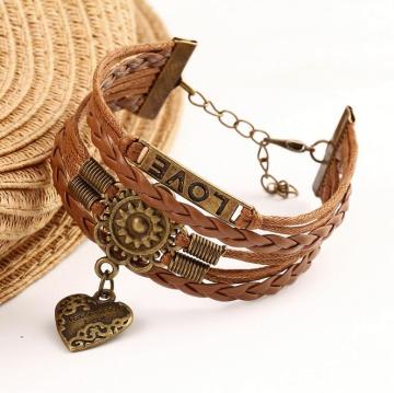 Personalized leather love bracelet, wrap bracelet