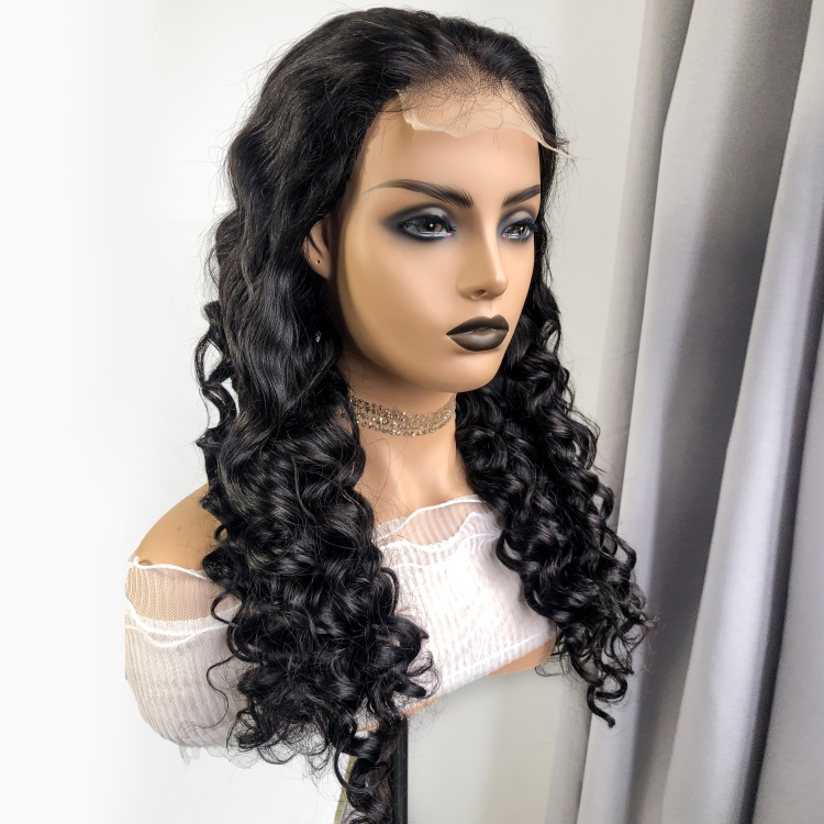 wholesale wigs 100% human hair 4x4 transparent lace closure glueless wigs loose deep human hair wig lace front