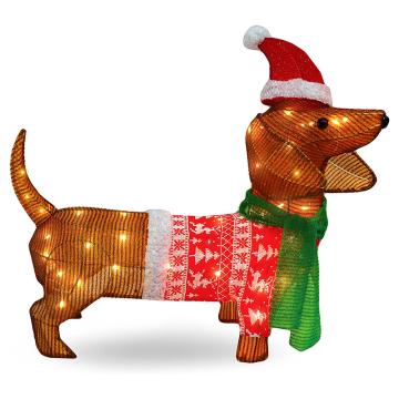 3.5ft Long Christmas Wiener Dog LED Warm White Yard Light for Outdoor Decor