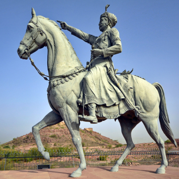 animal metal bronze garden statue of indian on horse