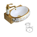 Золотая ванная угловой керамические раковины для стен
