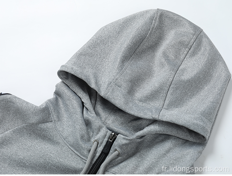 Sweat à capuche à fermeture éclair personnalisée Hoodies gris de style vierge