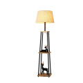 LEDER houten grote vloerlamp