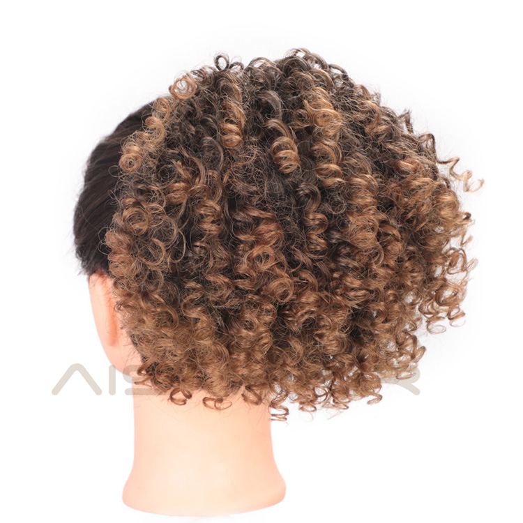 Aisi Hair Heat Resistant Synthetic Fiber Drawstring Puff Ponytails Afro Curly Clip In Hairpieces for Black Women