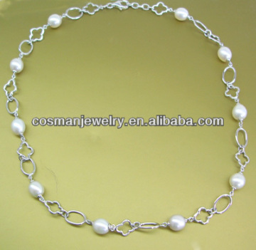 Fashion Bridal Pearl Mcro Pave Setting necklaces