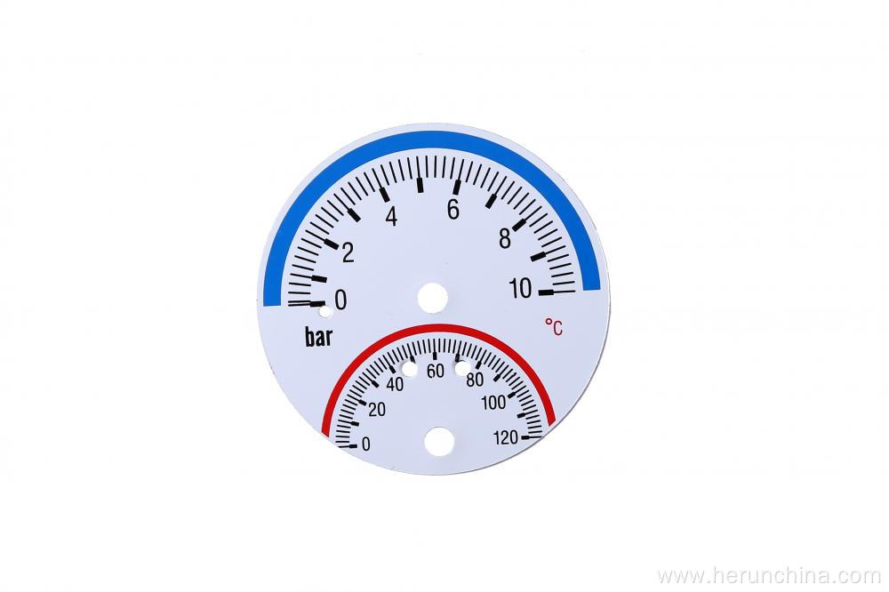 Dial plate for temperature and pressure gauge