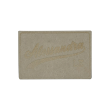 Press letter-shaped leather label