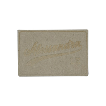 Press letter-shaped leather label