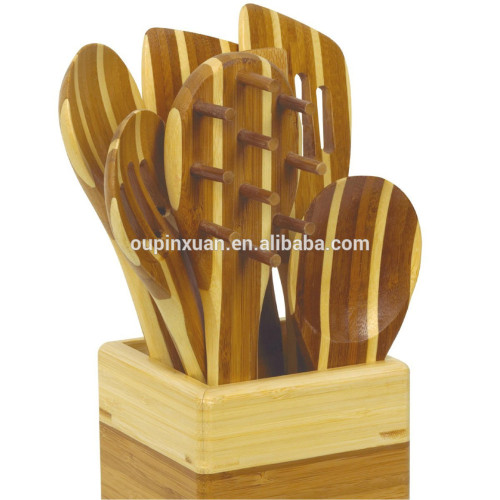 nouvelle conception écologique des outils de cuisine en bambou à vendre 8 pièce complète outil de bambou ensemble