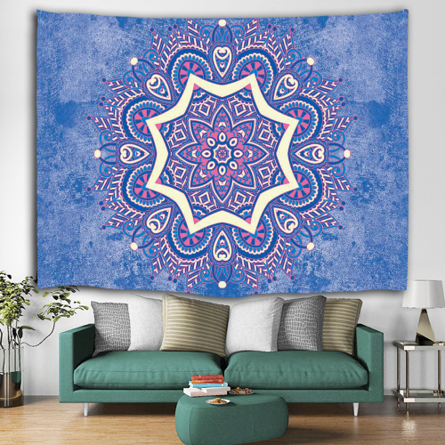 Bohemian Tapestry Mandala Wall Hanging Indian Style Boho Psychedelic Tapestry for Livingroom Bedroom Home Dorm Decor Blue