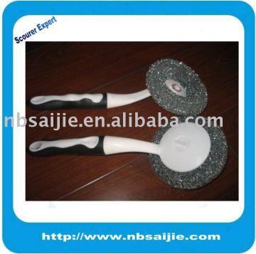 galvanized scourer with handle, scouring pads, kitchen scourer, metal scrubber