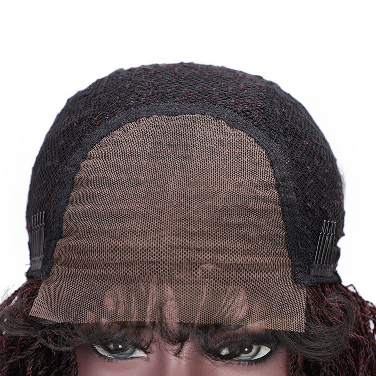 Aisi Hair Ombre Wine Red Lace Front Long Braided Wigs For Women Senegalese Twist Braided Lace Front  Synthetic Long Wavy Wigs