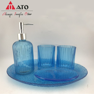 Blue bathroom vanity set glass bath accessory set