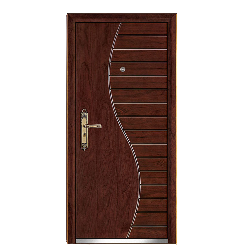 Wholesale 2019 New Style Steel Entrance Door Residential Front With Aluminum Stripes