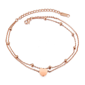 Diy rose gold heart ankle chain bracelet