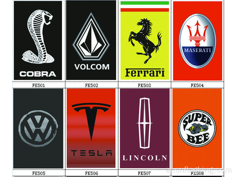نوع مخصص من شعار العلامة التجارية للسيارة FLAG تحقق من التفاصيل 90 * 150CM 100D بوليستر لافتة سيارة مخصصة