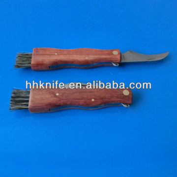 Multi Wood Handle Mushroom Knife With Brush