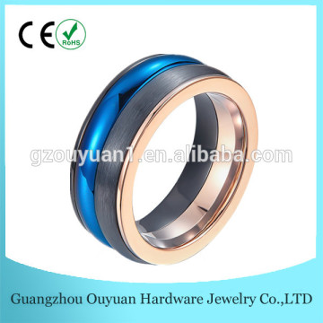 High quality tungsten blue ring, brushed classic black tungsten ring, tungsten wedding carbide rings