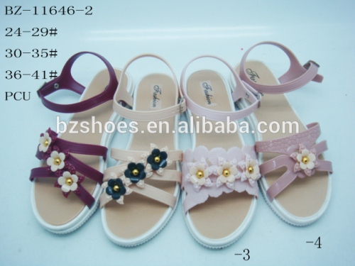 BZ-11646,-1-2-3 PCU sandal ladies fancy flat sandal summer sexy outdoor PCU sandal
