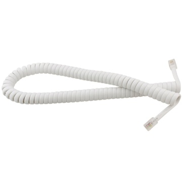 White Telephone Handset with Curly Cord - Retractable Handset Cord