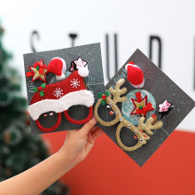 Christmas Gift Decoration Supplies 4pcs Christmas Glass And Hair Clips