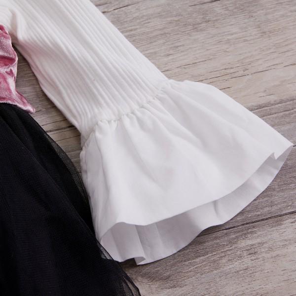 Children's Wear Velvet Sling Skirt Flared Sleeve Top