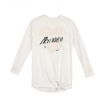 Women's Long Sleeve Round Neck Tie Knot T-shirts