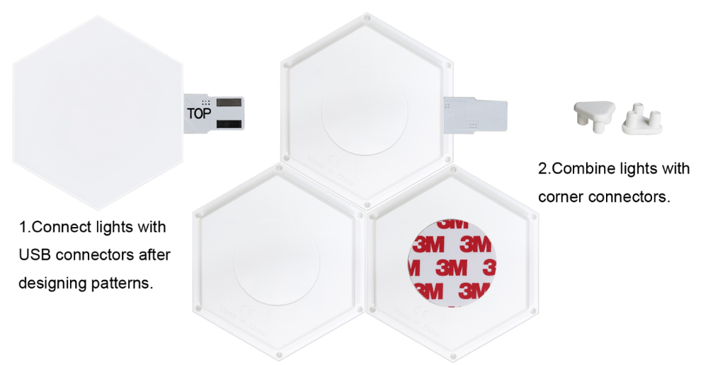 high-quality geometry light fixture diy assembling quantum rgb led hexagon panel light