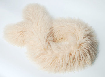 Mongolian Lamb Fur Scarf Light Beige