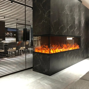Modern Smart Three-Sided Decor Electric Fireplace for Hotel Walls
