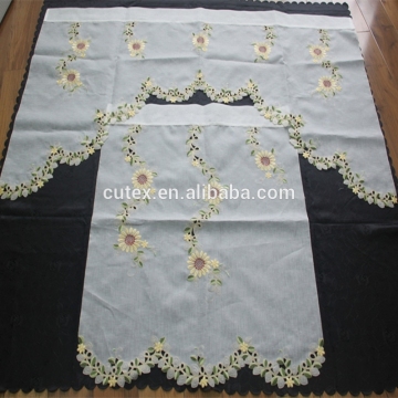 100% Polyester Embroidery Designs Kitchen Curtain