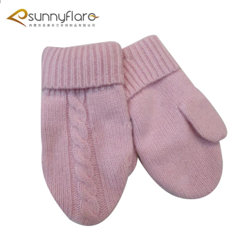 Cable knit cashmere wholesale kids gloves