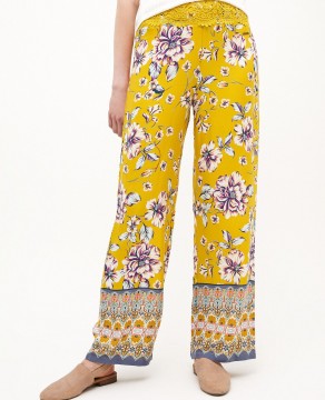 100% viscose flower printed with embroidery women's pant